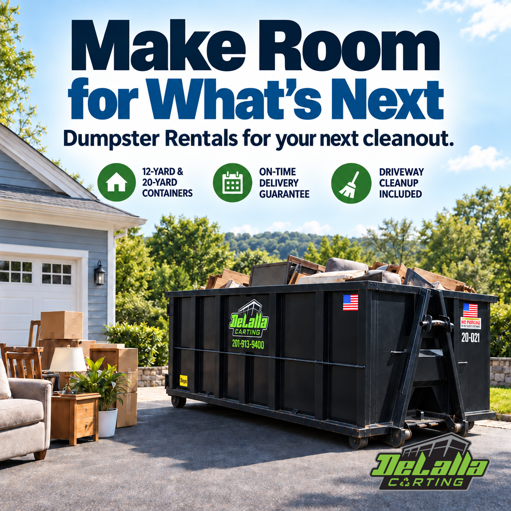Making room for a larger cleanout or renovation project? DeLalla Carting offers 20-yard dumpster rentals with clear expectations, included weight, 14-day rentals, and free driveway protection. Plan your next project with dependable service.

#DeLallaCarting #DumpsterRental #20YardDumpster #Cleanout #HomeRenovation